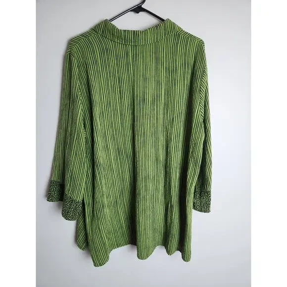 Ali Miles mixed print button front blouse sz 1X art to wear Lagenlook Careerwear - Picture 4 of 8